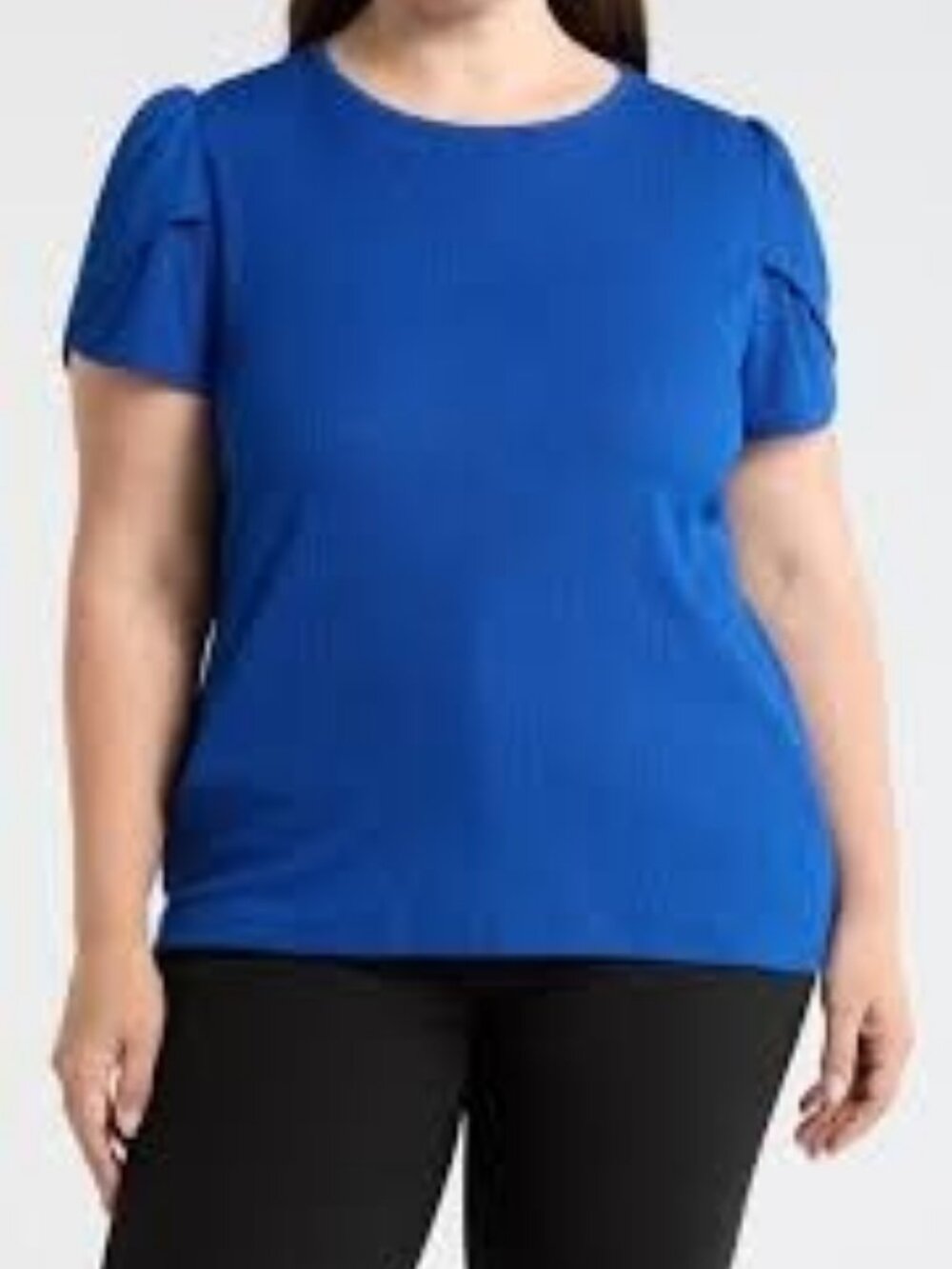 AK Anne Klein Women's Lakeshore Bubble Check Tulip Sleeve Top NWT